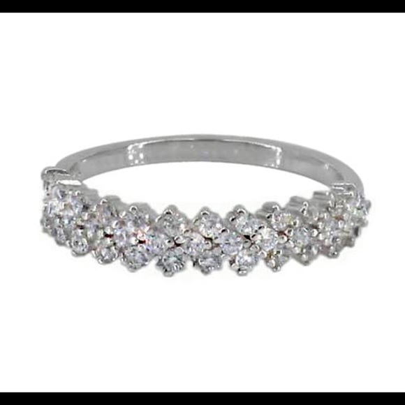 925 sterling silver cz half eternity ring - Picture 1 of 2